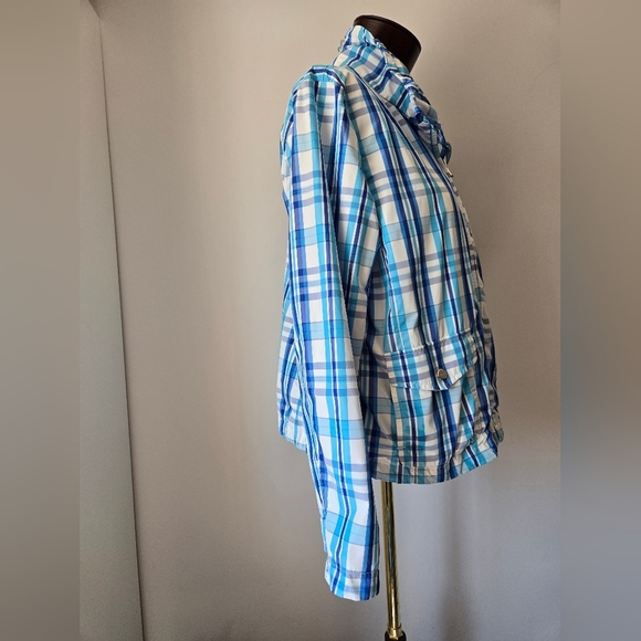 RALPH LAUREN- L-RL Active Blue and White Plaid Windbreaker Jacket. Size Large - Picture 6 of 16